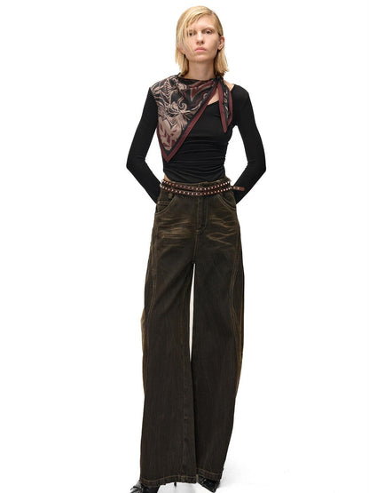 NORTH NODE Printed Scarf Panel Lyocell Cotton Women&
