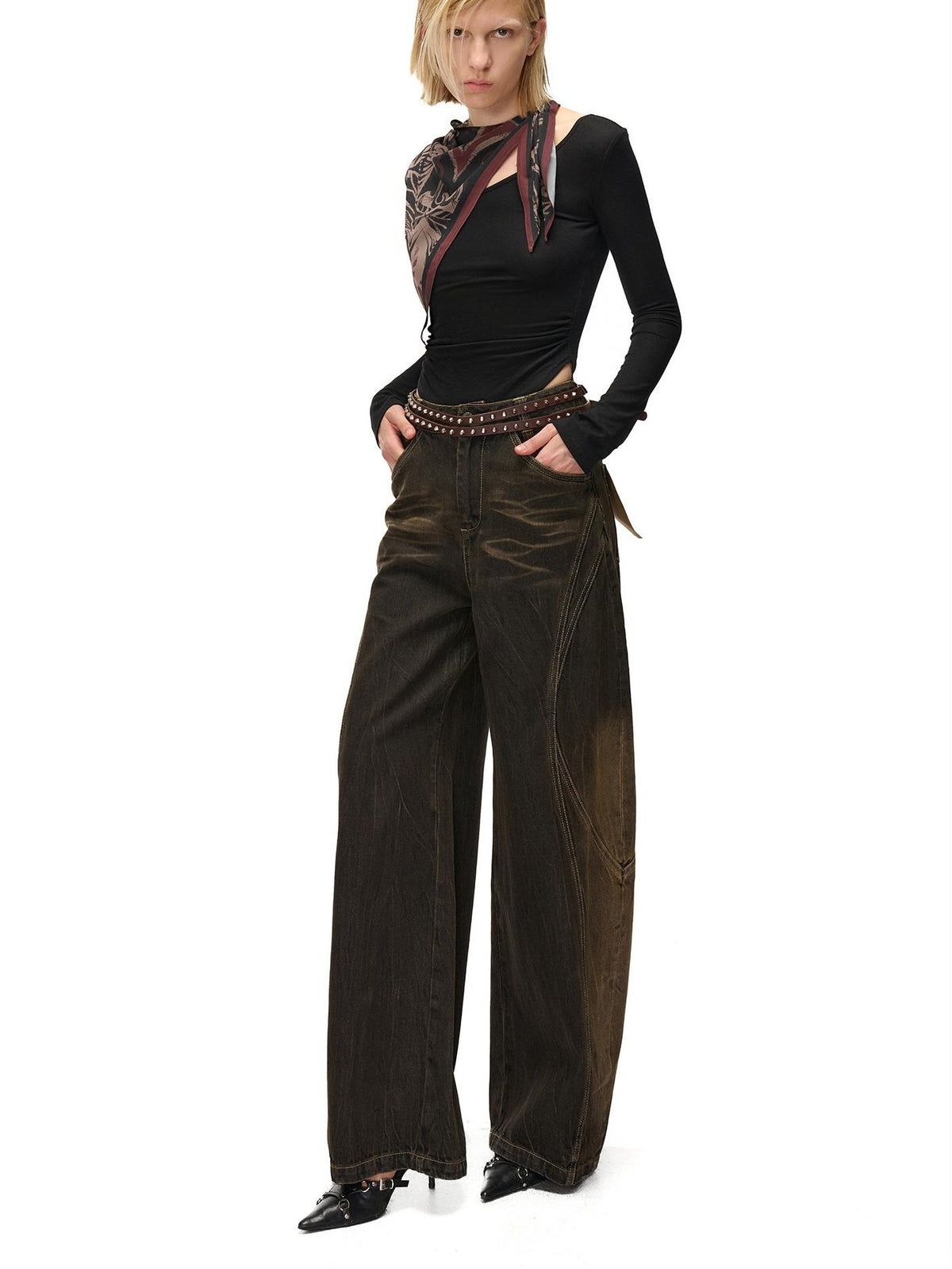 NORTH NODE Printed Scarf Panel Lyocell Cotton Women&