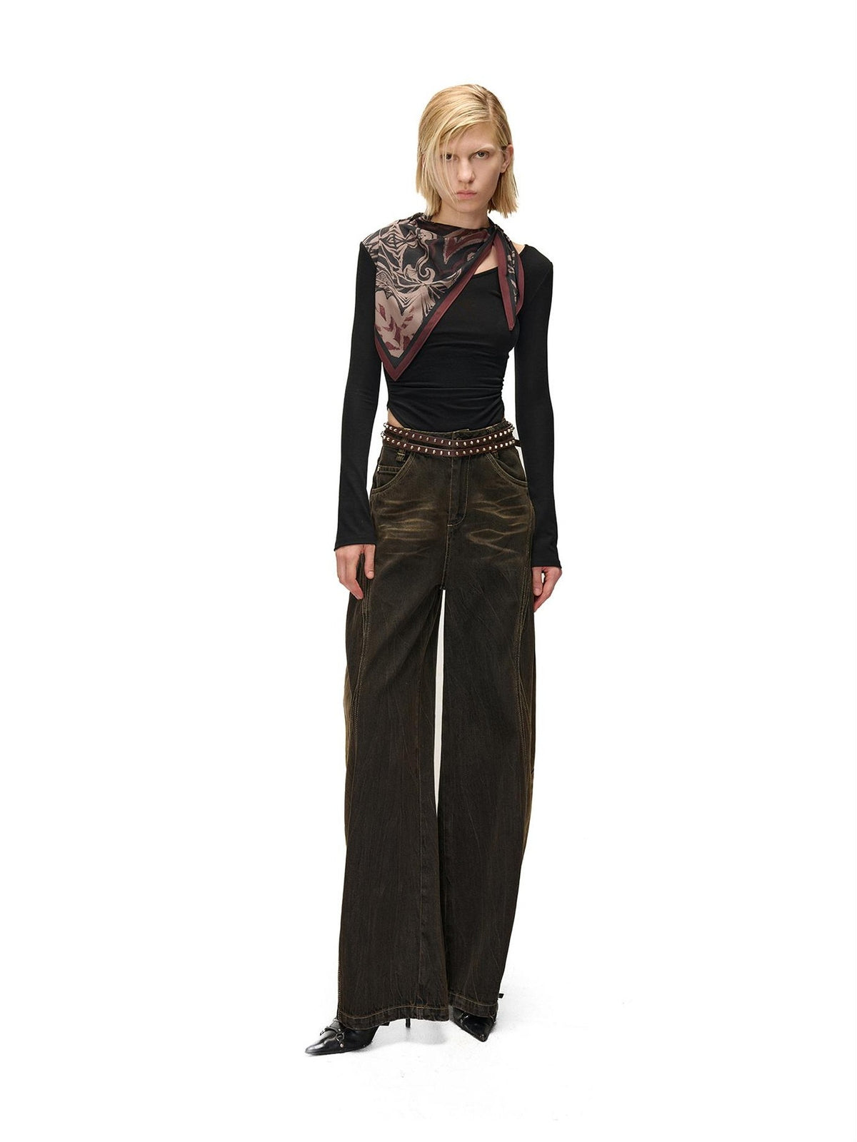 NORTH NODE Printed Scarf Panel Lyocell Cotton Women&
