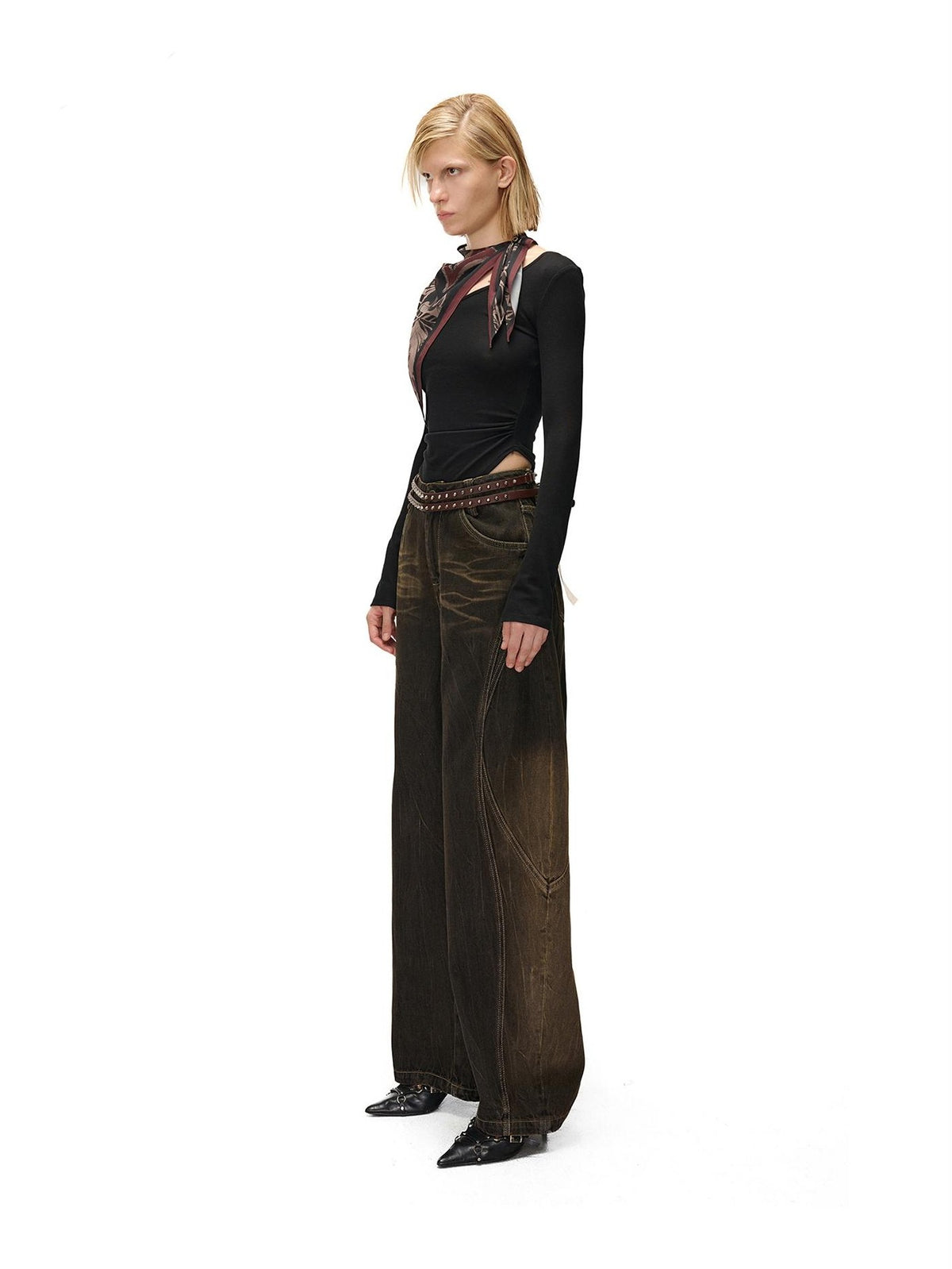 NORTH NODE Printed Scarf Panel Lyocell Cotton Women&