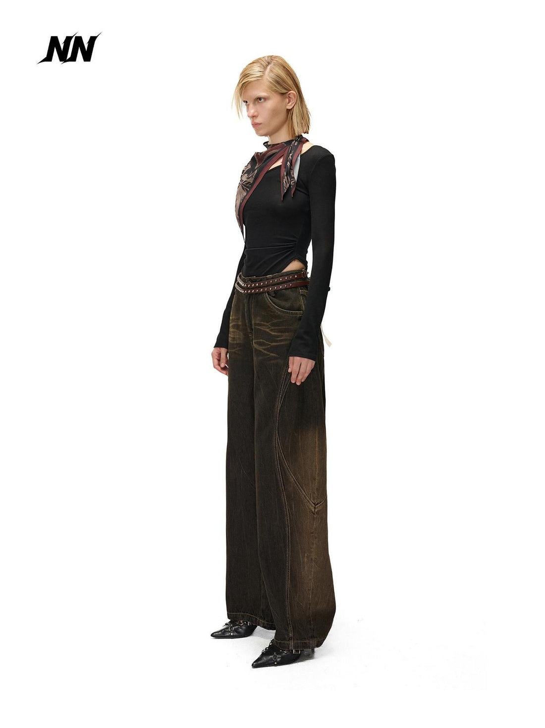 NORTH NODE Printed Scarf Panel Lyocell Cotton Women&