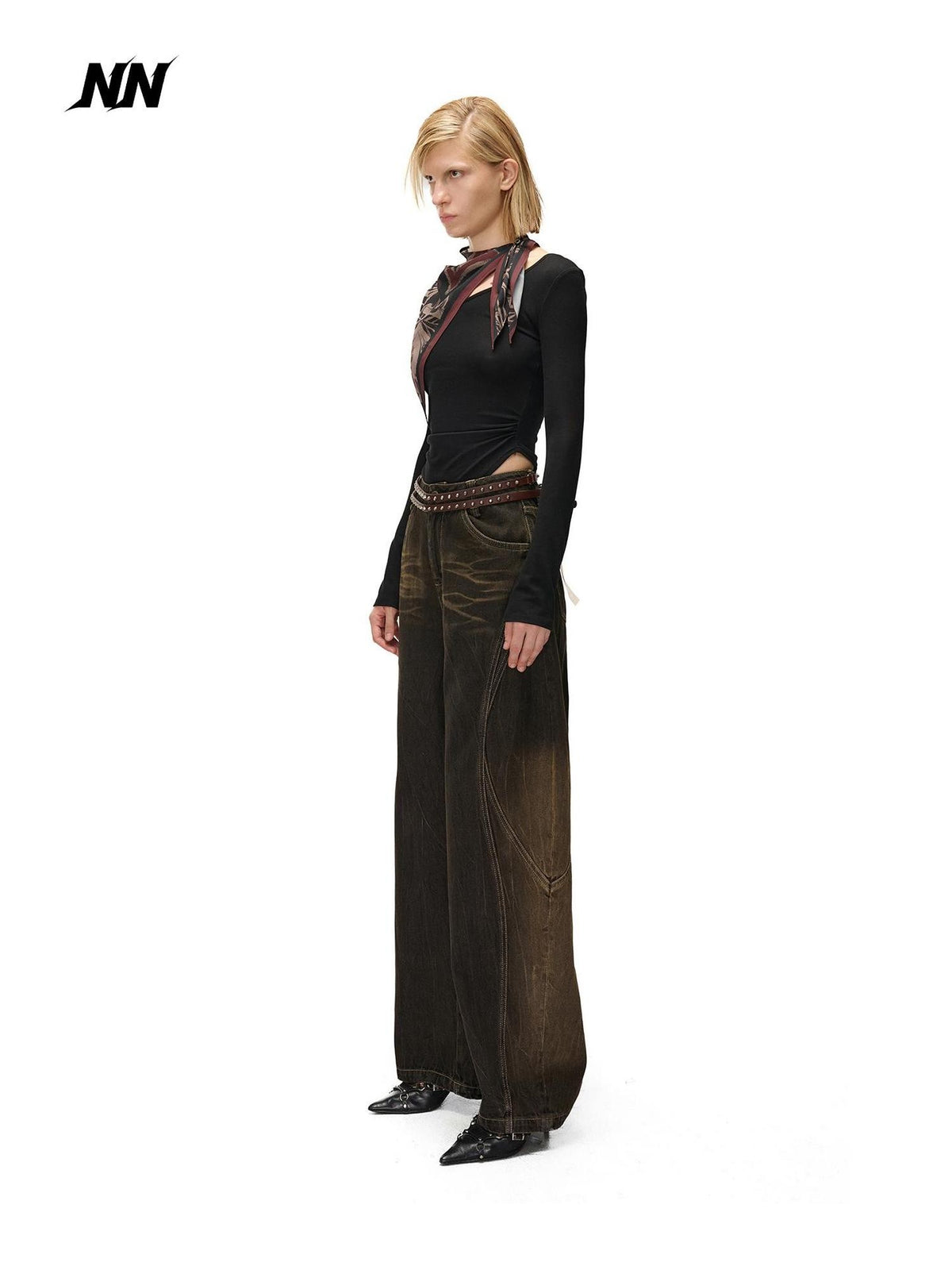NORTH NODE Printed Scarf Panel Lyocell Cotton Women&
