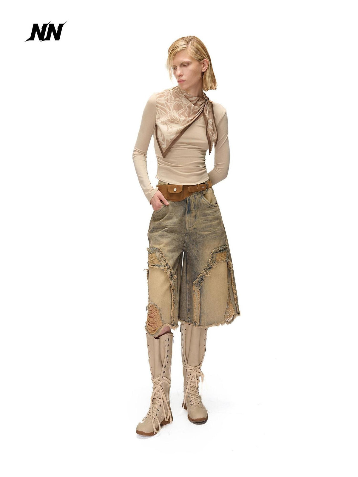 NORTH NODE Printed Scarf Panel Lyocell Cotton Women&
