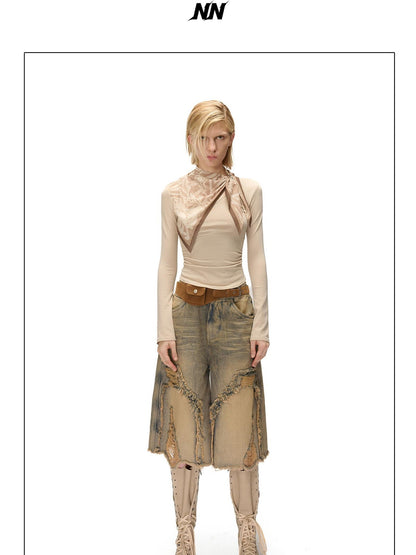 NORTH NODE Printed Scarf Panel Lyocell Cotton Women&