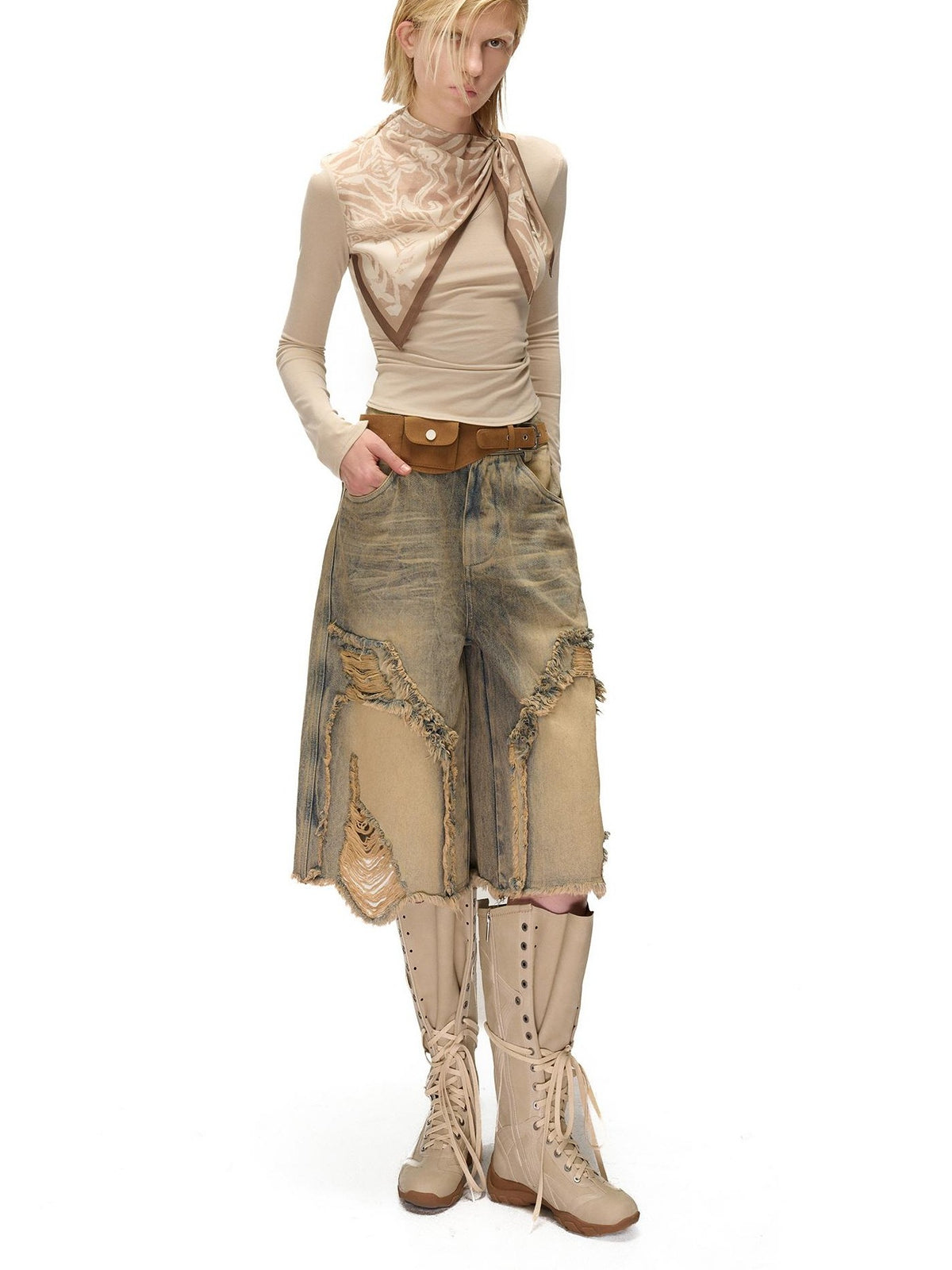 NORTH NODE Printed Scarf Panel Lyocell Cotton Women&