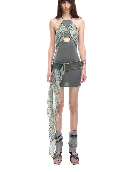 NORTH NODE Printed Spliced Halter Neck Women&