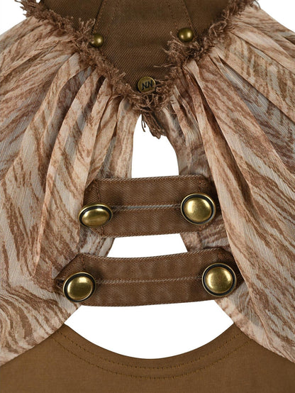 NORTH NODE Printed Spliced Halter Neck Women&