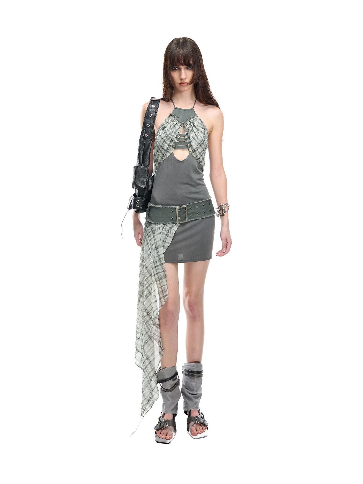 NORTH NODE Printed Spliced Halter Neck Women&