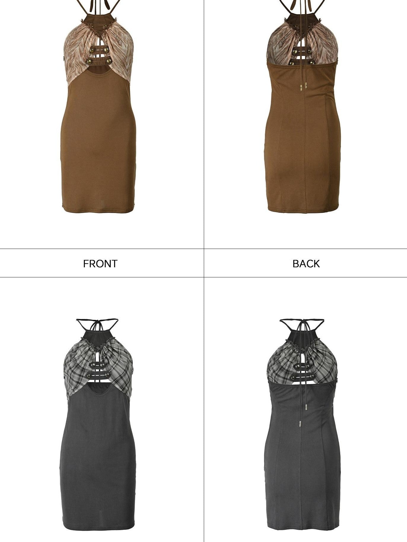NORTH NODE Printed Spliced Halter Neck Women&