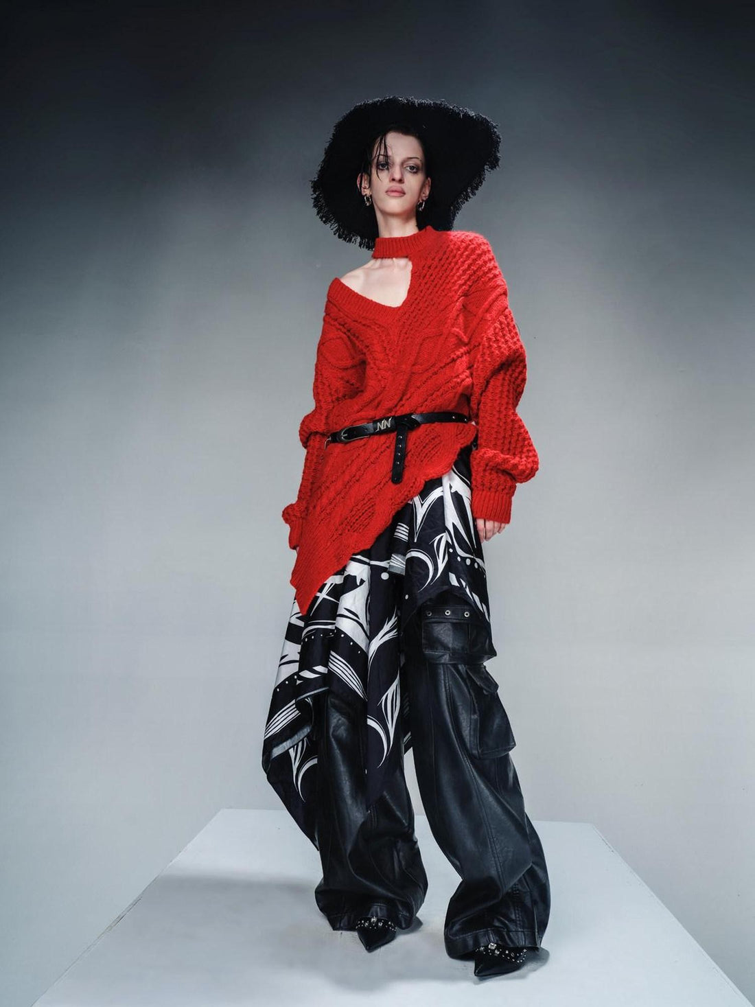 NORTH NODE Punk Chunky Asymmetric Off Shoulder Women&