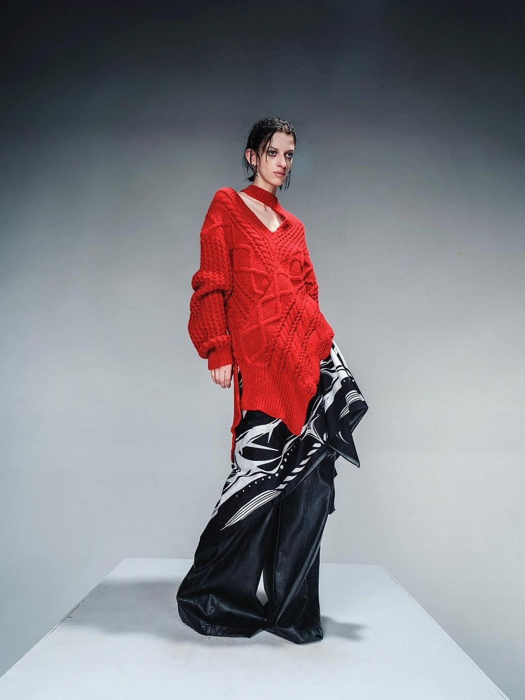 NORTH NODE Punk Chunky Asymmetric Off Shoulder Women&