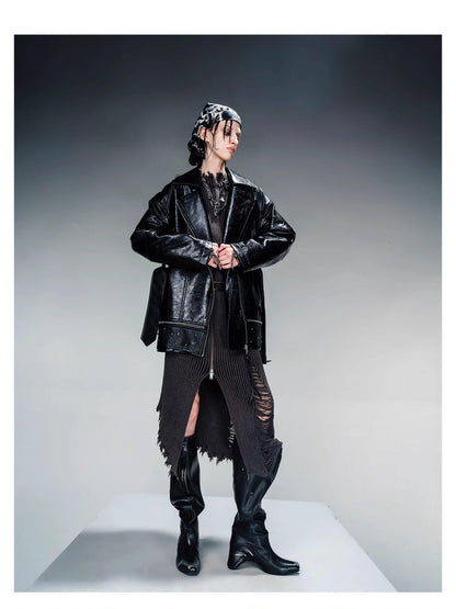 NORTH NODE Quilted Detachable Fur Collar Cropped Loose Lapel Zip Women&