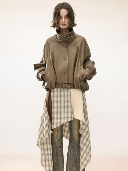 NORTH NODE Quilted Padded Solid Cropped Pu Women&