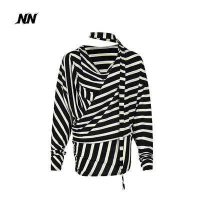 NORTH_NODE_Retro_Irregular_Stripe_Boat_Neck_Women&