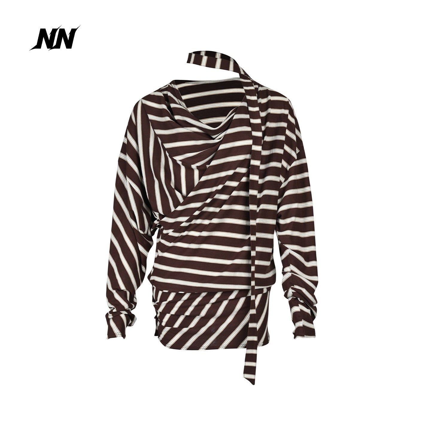NORTH_NODE_Retro_Irregular_Stripe_Boat_Neck_Women&