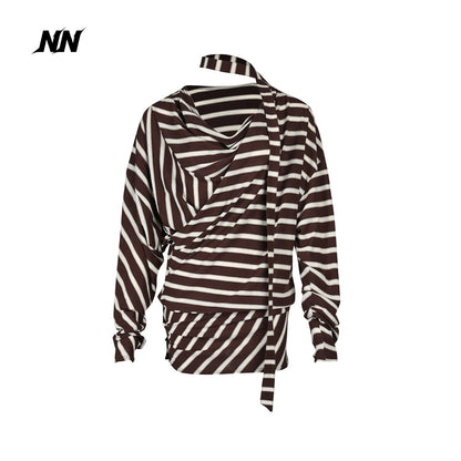 NORTH_NODE_Retro_Irregular_Stripe_Boat_Neck_Women&