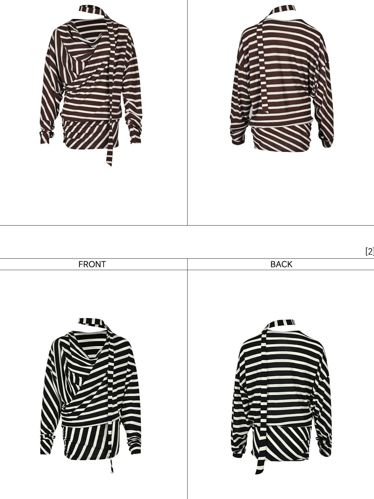 NORTH NODE Retro Irregular Stripe Boat Neck Women&