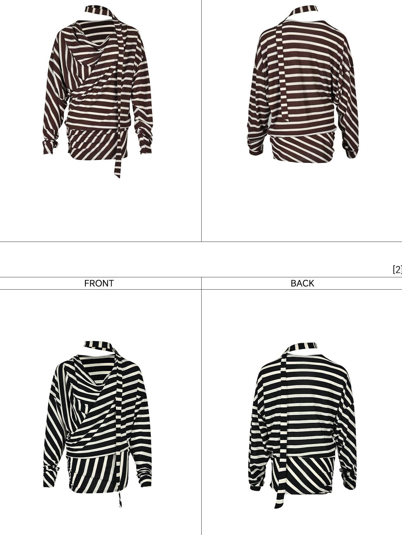 NORTH NODE Retro Irregular Stripe Boat Neck Women&