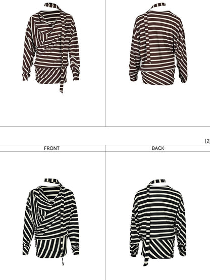 NORTH NODE Retro Irregular Stripe Boat Neck Women&