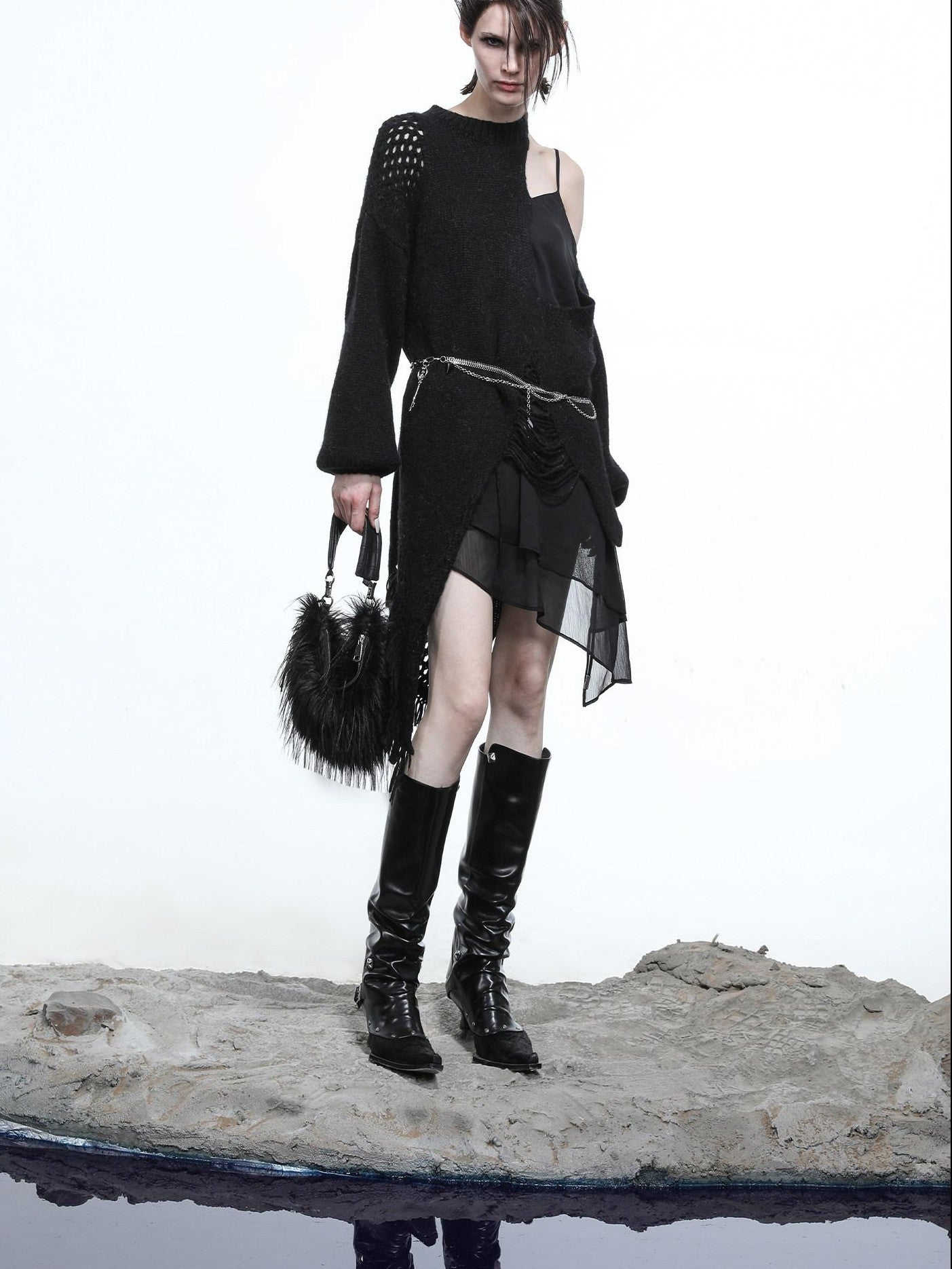 NORTH NODE Ring Shoulder Asymmetric Distressed Women&