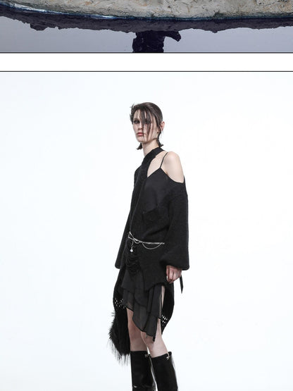 NORTH NODE Ring Shoulder Asymmetric Distressed Women&