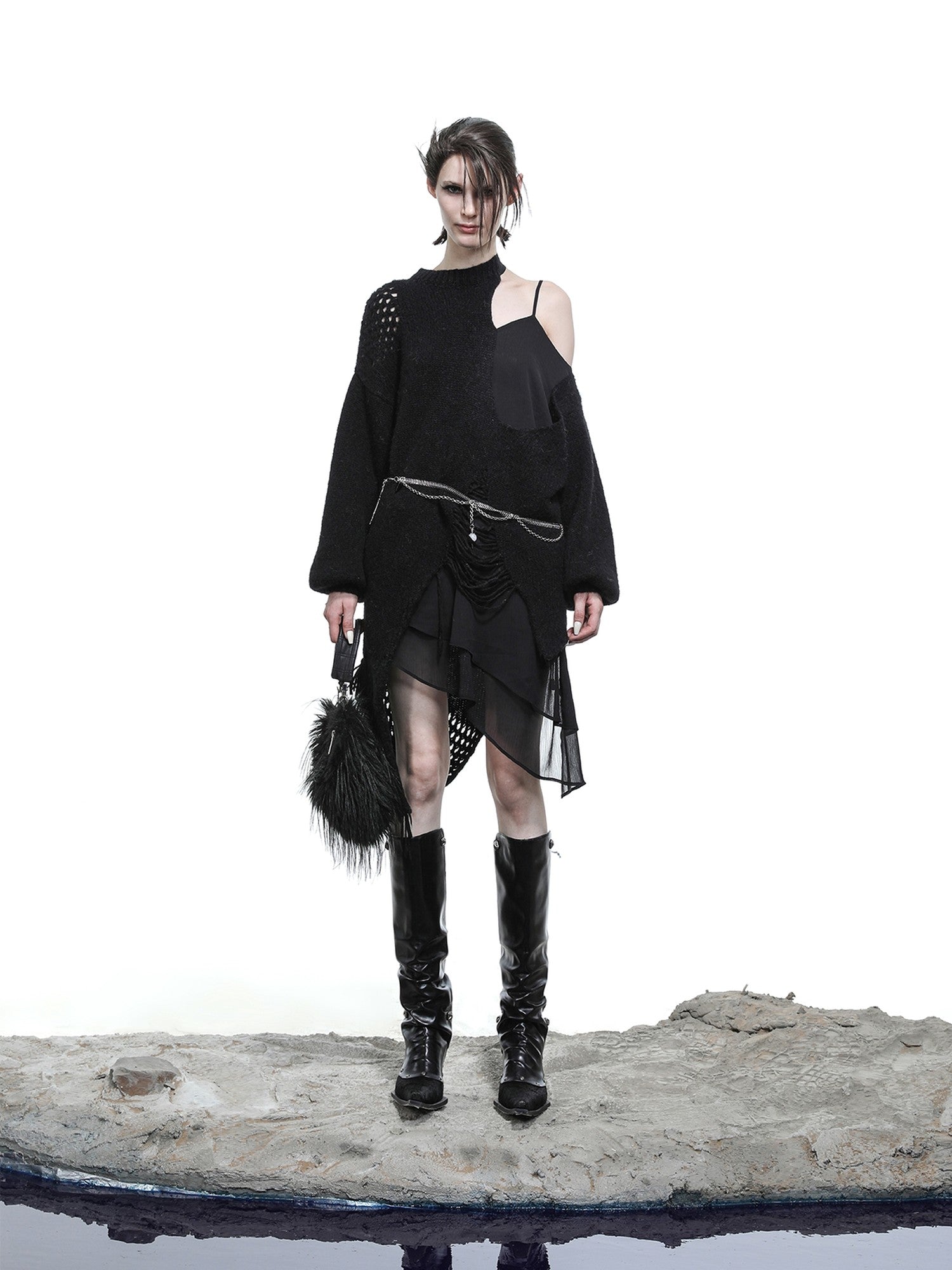 NORTH NODE Ring Shoulder Asymmetric Distressed Women&