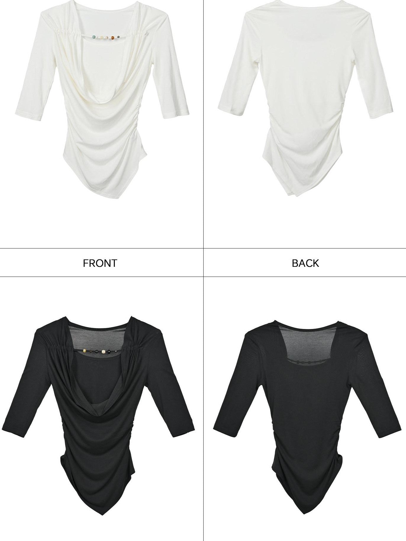 NORTH NODE Ripple Beaded U Neck Pleated Women&