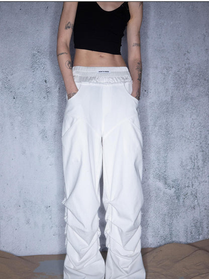 NORTH NODE Ripple Washed Double Waist Pleated Women&