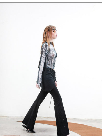 NORTH NODE Riveted Waist Belt Micro Flare Women&