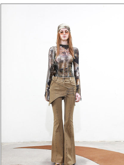 NORTH NODE Riveted Waist Belt Micro Flare Women&