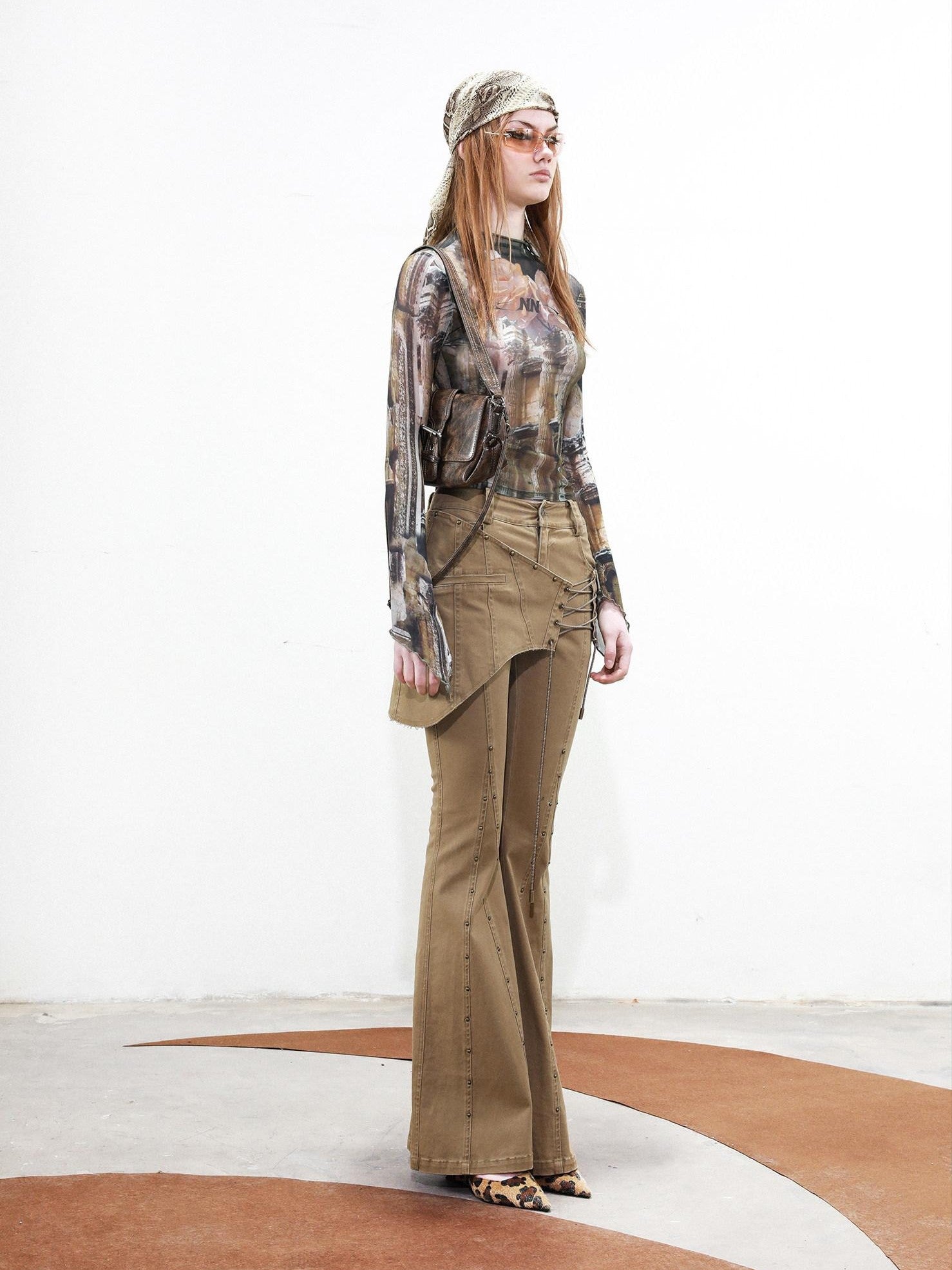 NORTH NODE Riveted Waist Belt Micro Flare Women&