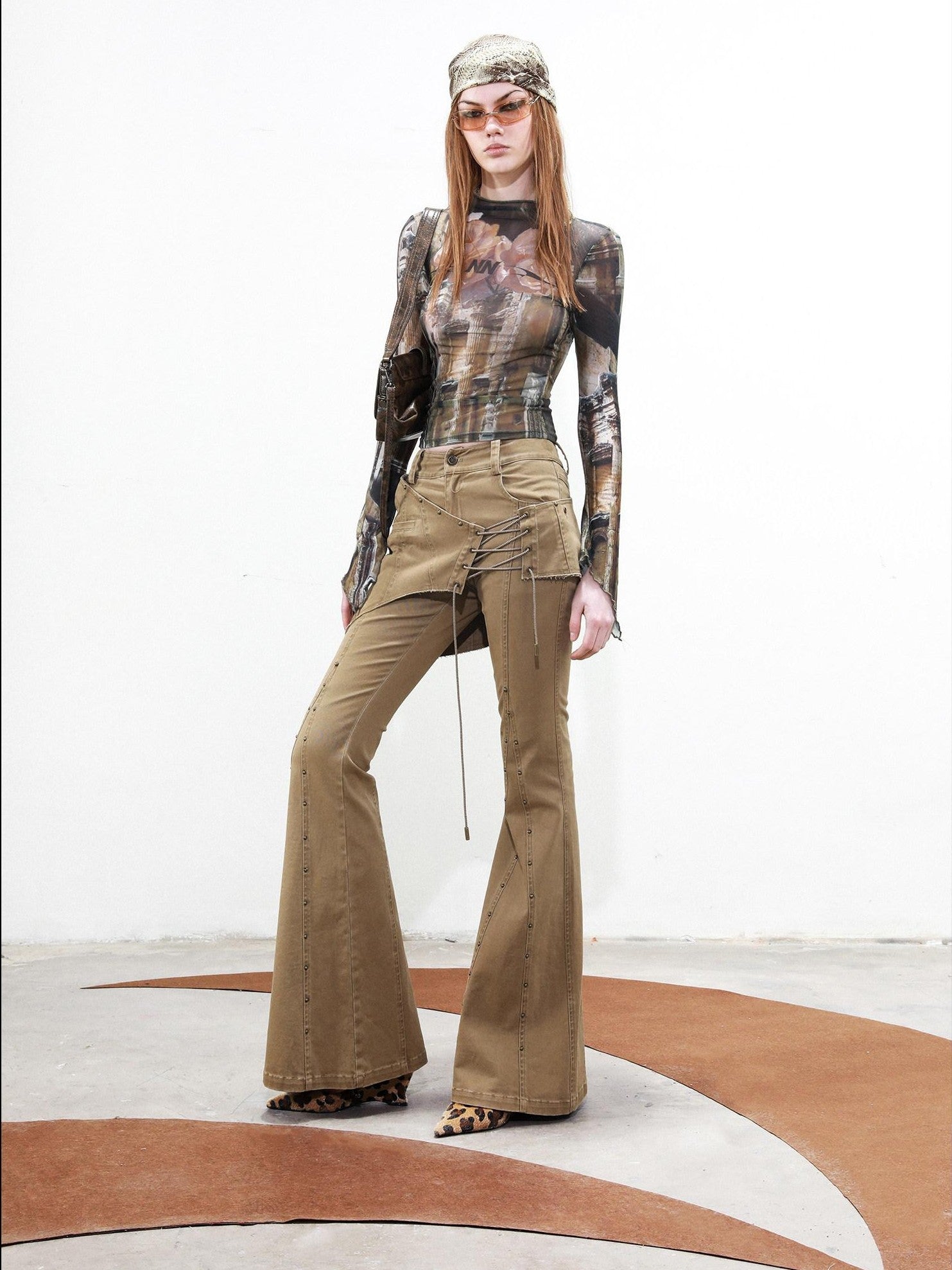 NORTH NODE Riveted Waist Belt Micro Flare Women&