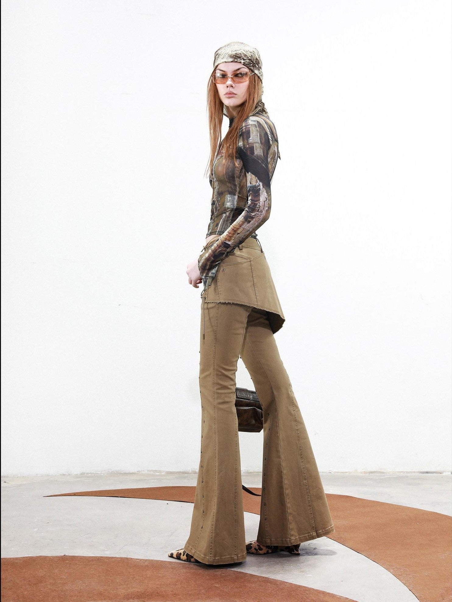NORTH NODE Riveted Waist Belt Micro Flare Women&