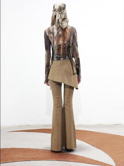 NORTH NODE Riveted Waist Belt Micro Flare Women&