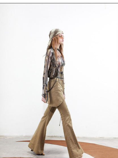 NORTH NODE Riveted Waist Belt Micro Flare Women&