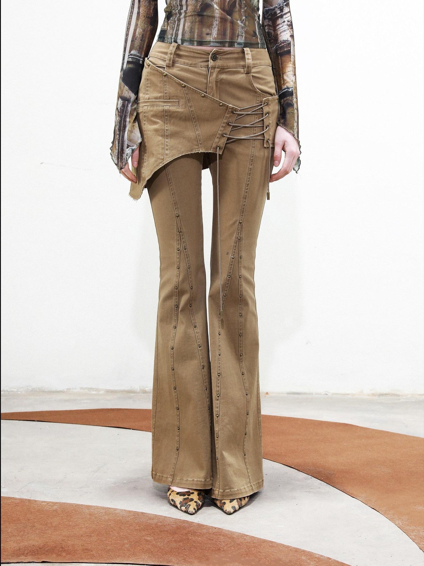 NORTH NODE Riveted Waist Belt Micro Flare Women&