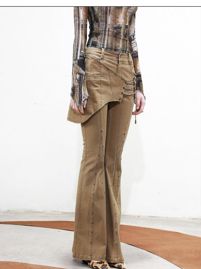 NORTH NODE Riveted Waist Belt Micro Flare Women&