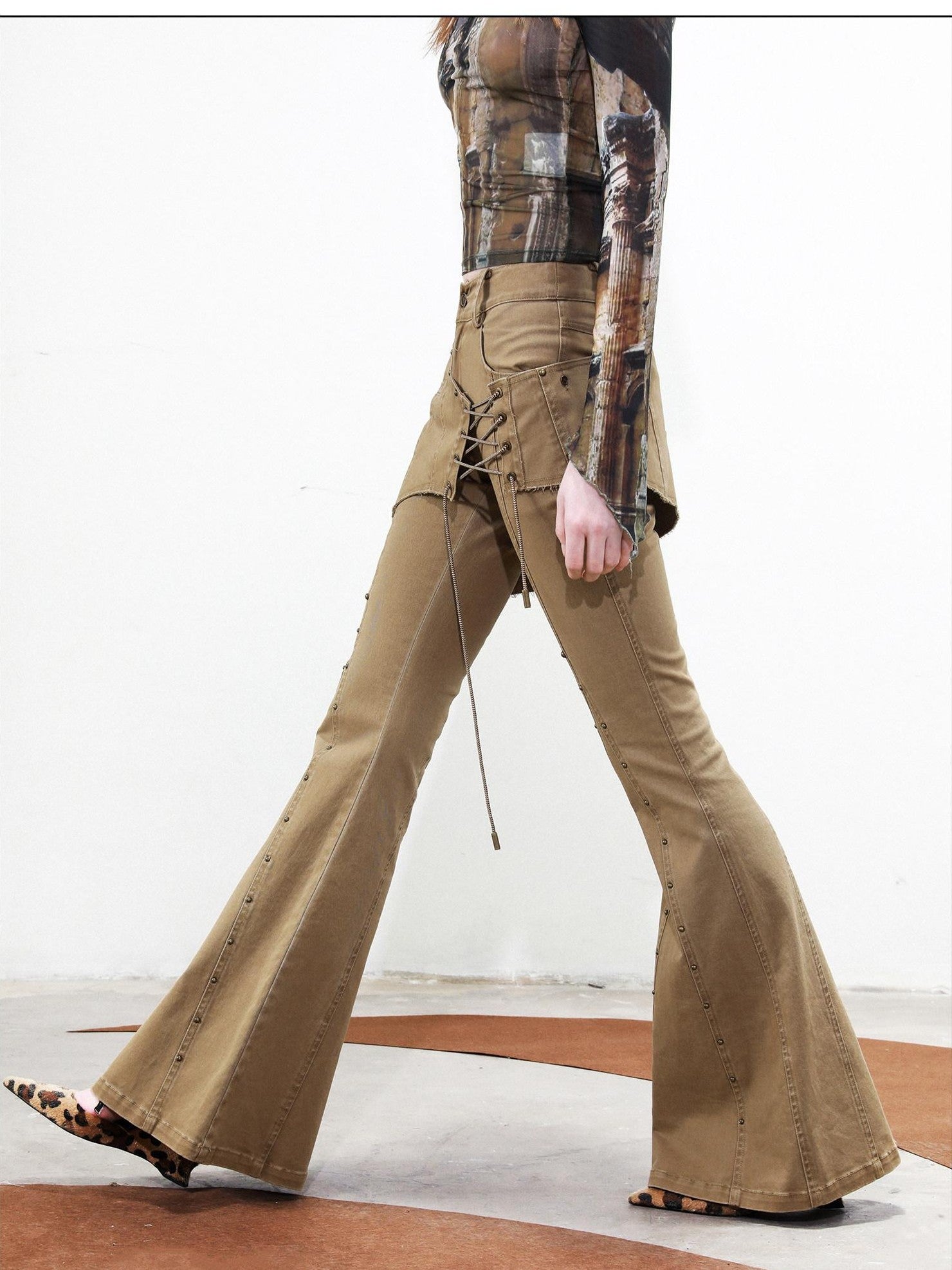 NORTH NODE Riveted Waist Belt Micro Flare Women&