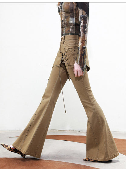 NORTH NODE Riveted Waist Belt Micro Flare Women&