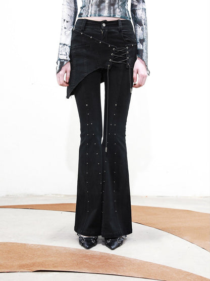 NORTH NODE Riveted Waist Belt Micro Flare Women&