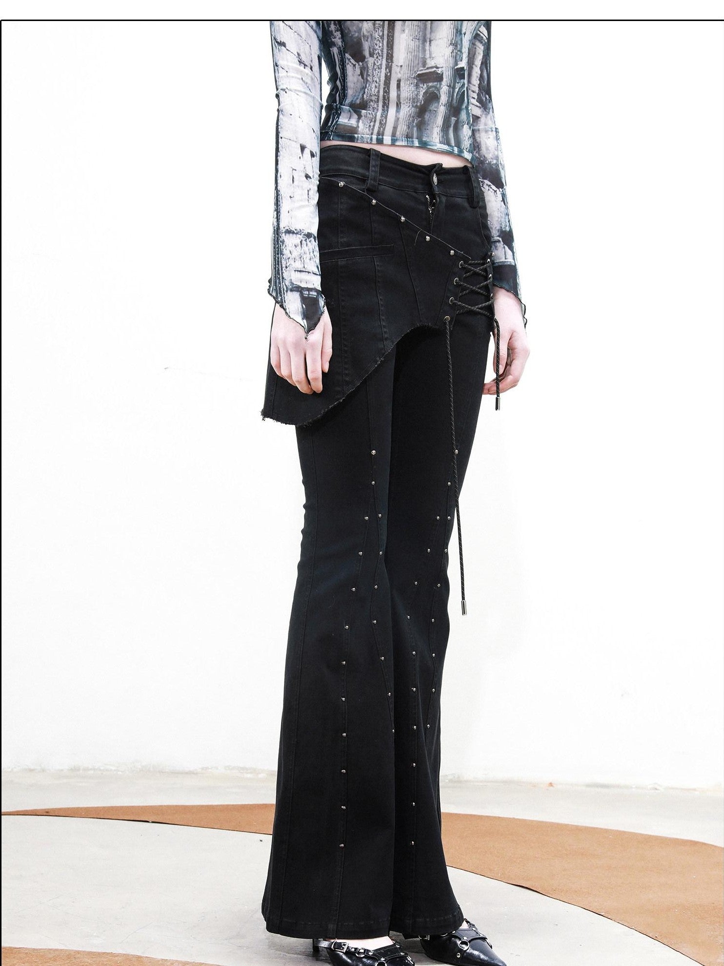 NORTH NODE Riveted Waist Belt Micro Flare Women&