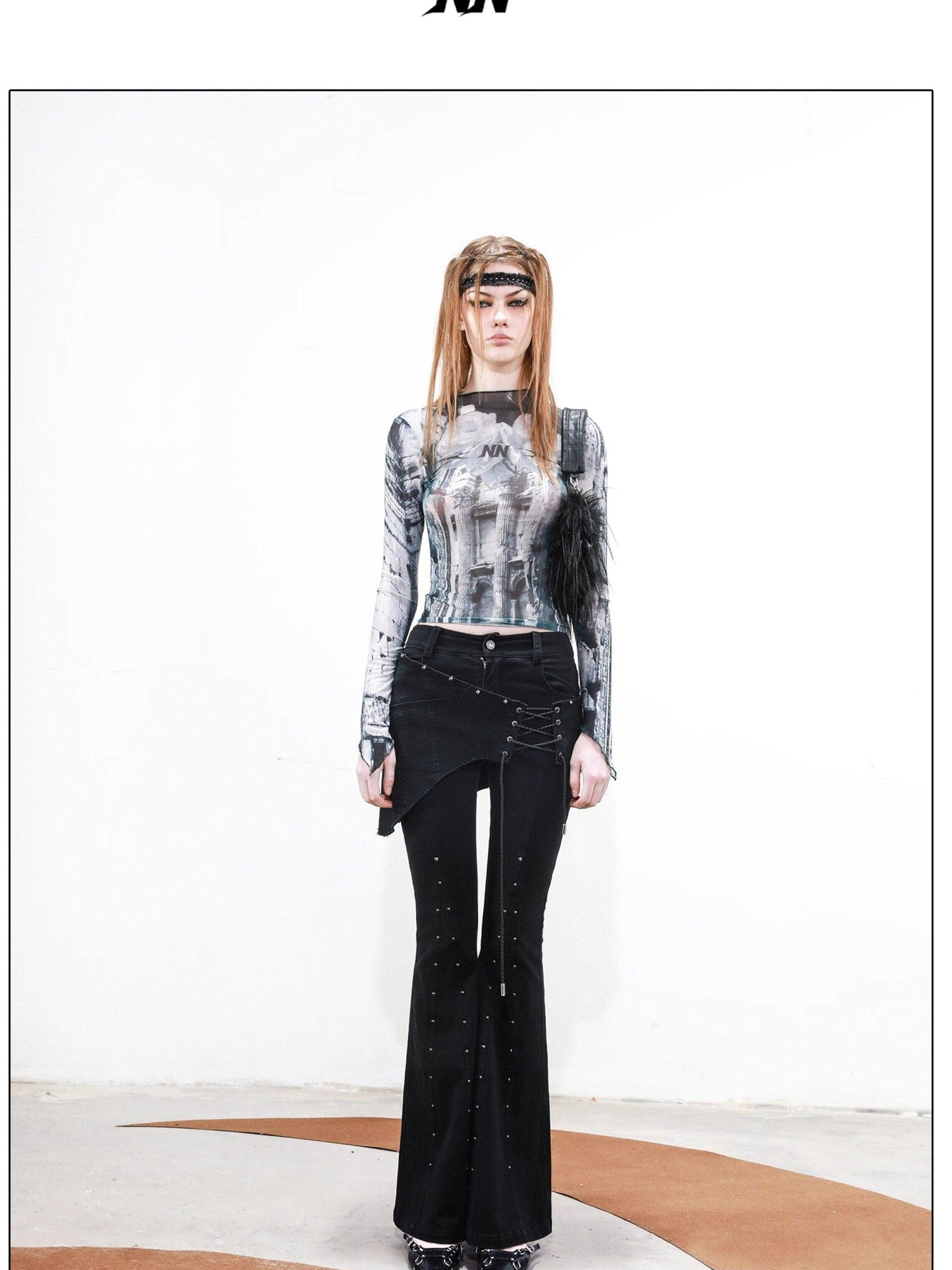 NORTH NODE Riveted Waist Belt Micro Flare Women&