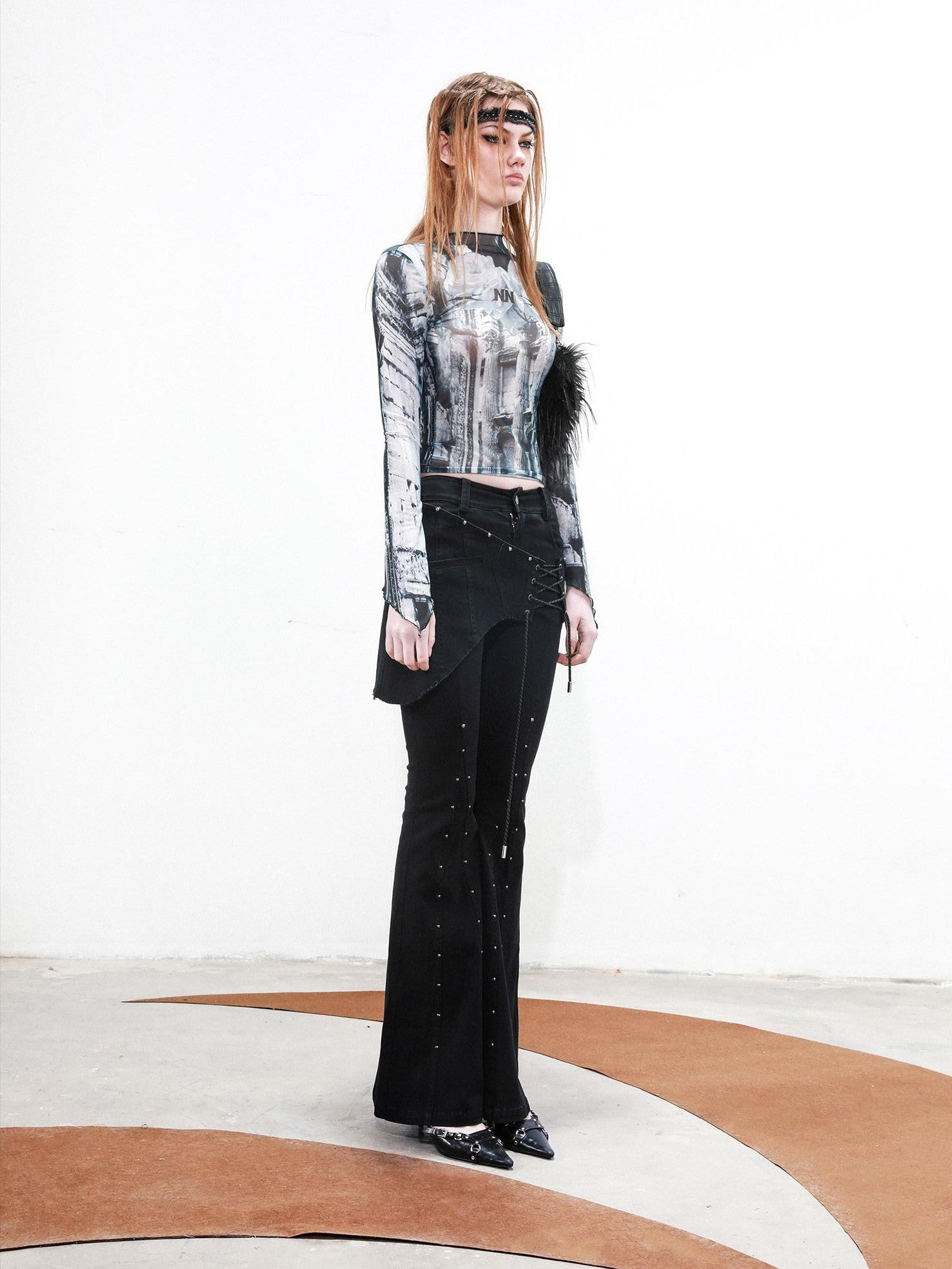 NORTH NODE Riveted Waist Belt Micro Flare Women&