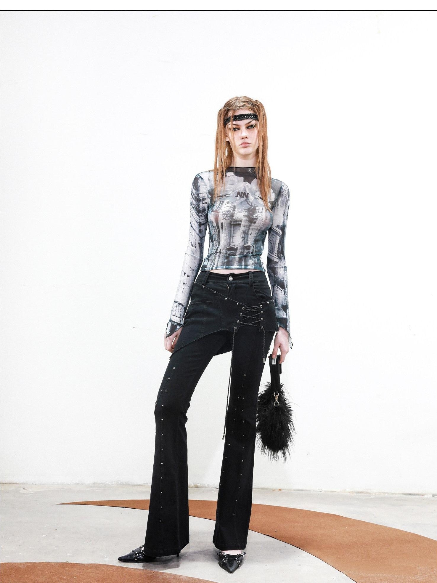 NORTH NODE Riveted Waist Belt Micro Flare Women&
