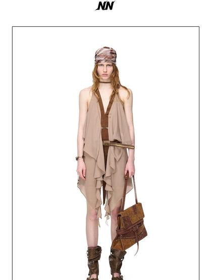 NORTH NODE Romantic Boho Ruffled Asymmetric Women&