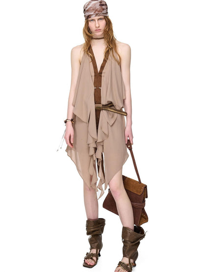 NORTH NODE Romantic Boho Ruffled Asymmetric Women&