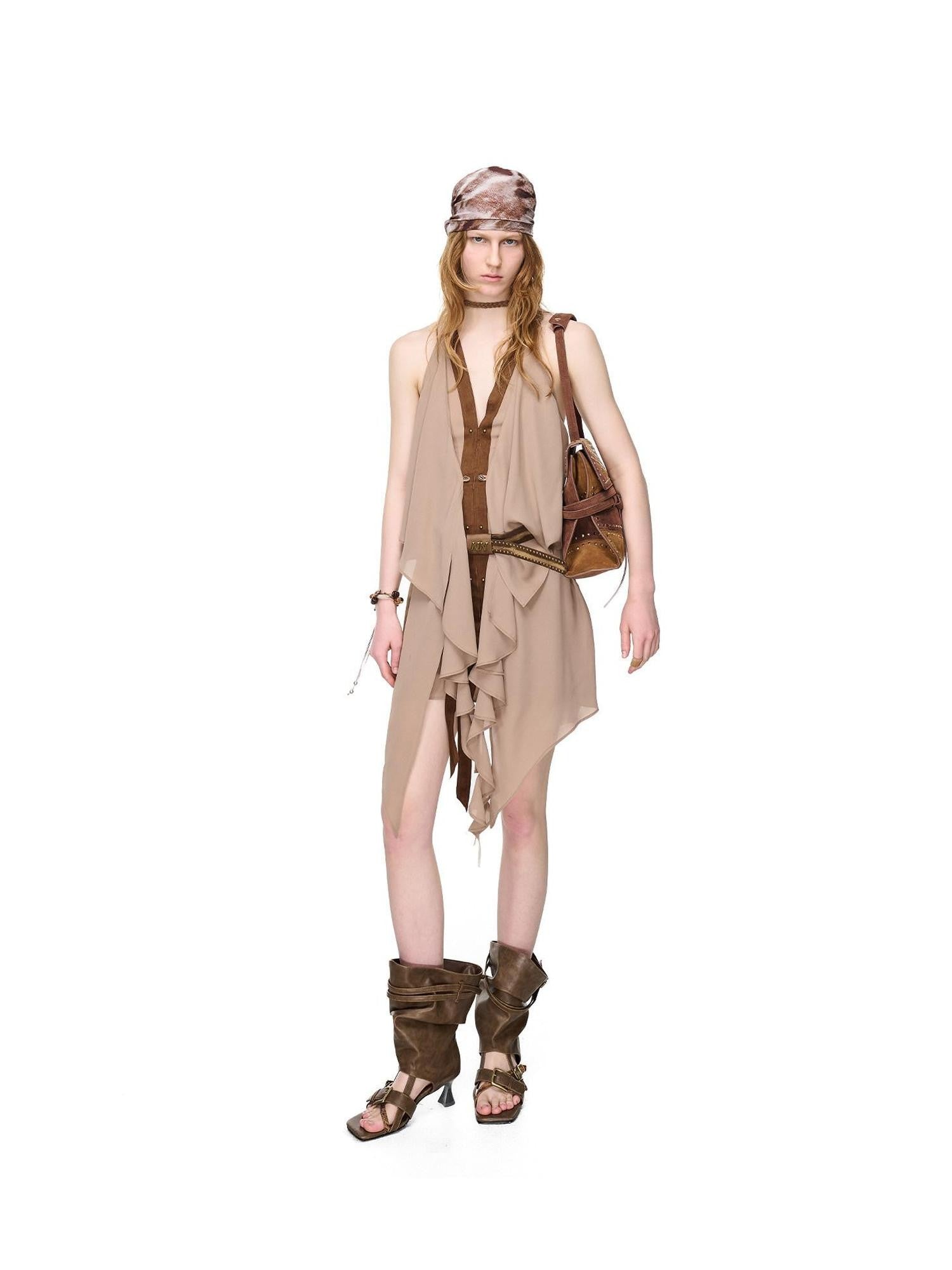 NORTH NODE Romantic Boho Ruffled Asymmetric Women&