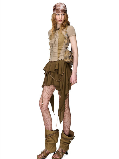 NORTH NODE Romantic Nomadic Asymmetrical Ruffle Women&