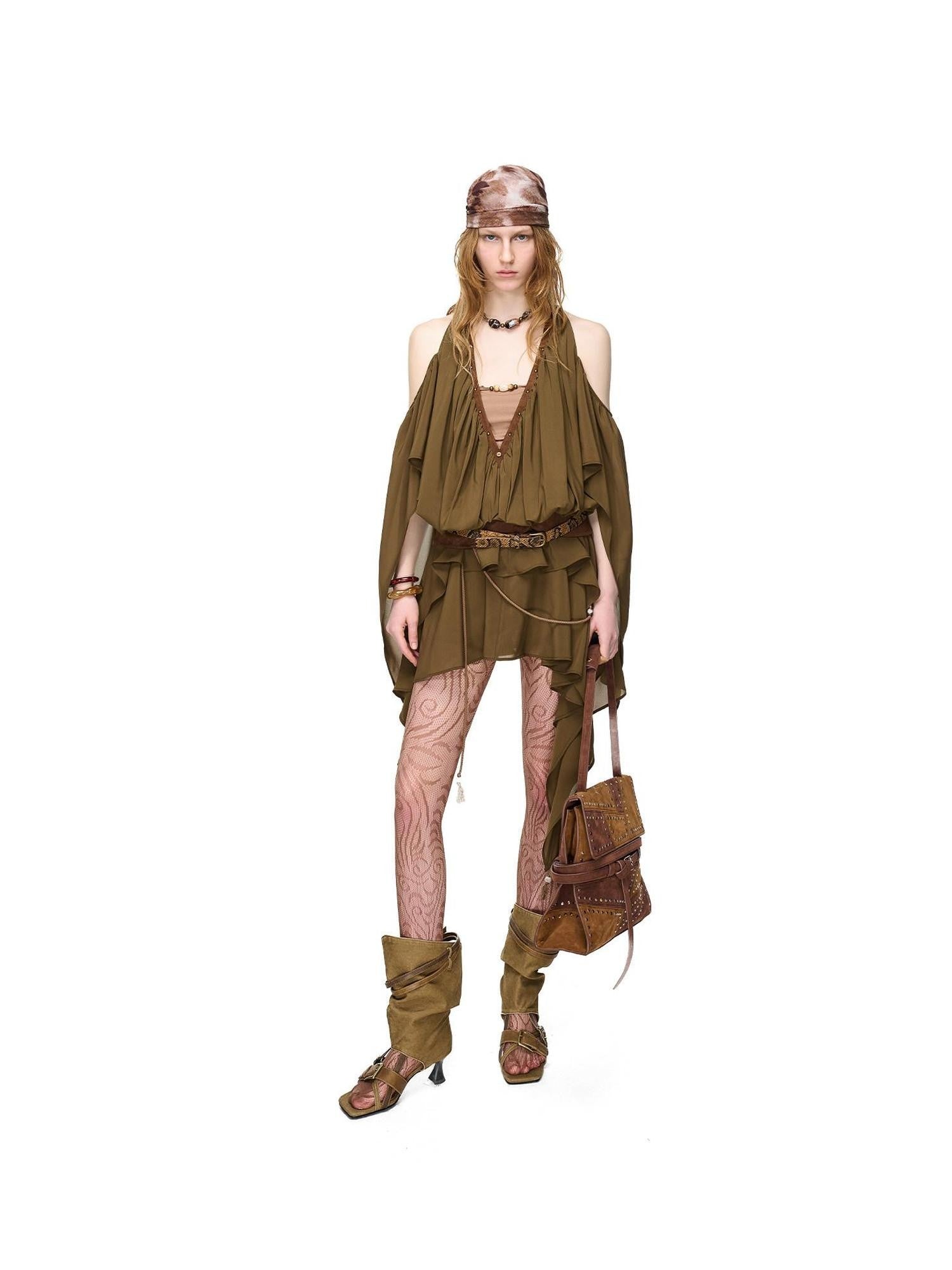 NORTH NODE Romantic Nomadic Asymmetrical Ruffle Women&