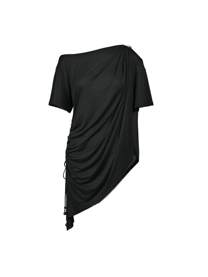 NORTH_NODE_Ruched_Asymmetrical_Off_Shoulder_Short_Sleeve_Women&